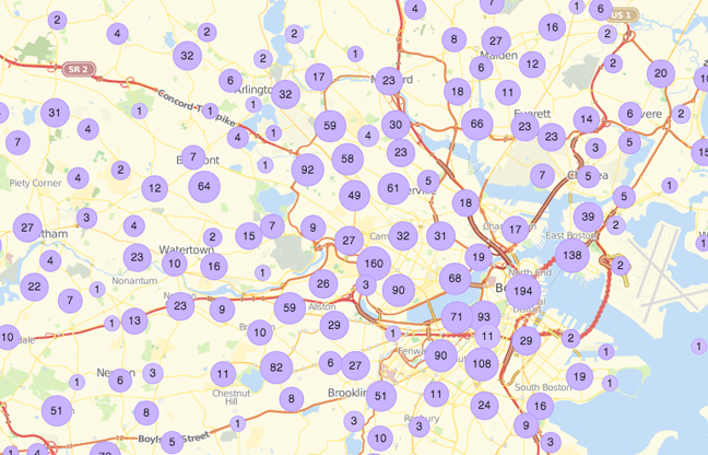 Map of Boston’s “For Sale” Listings