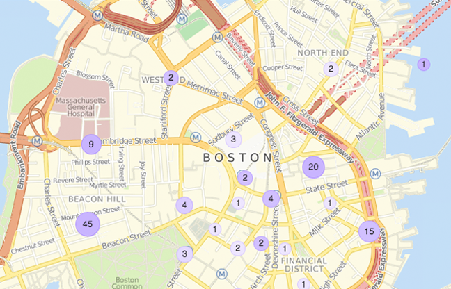 Map of Boston’s “Talent” Listings